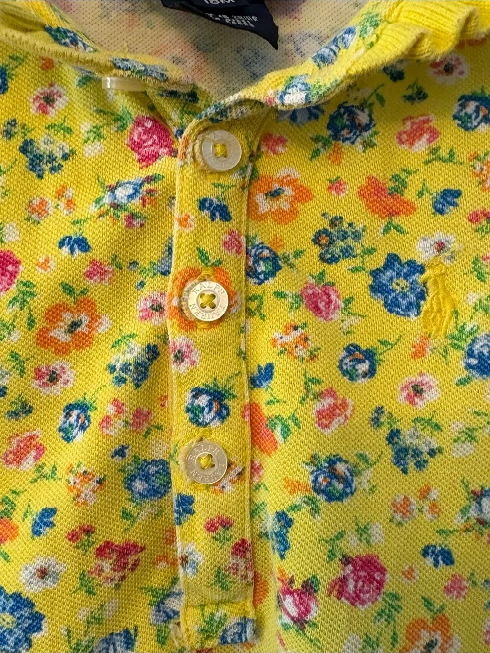 Ralph Lauren yellow floral short sleeve pique polo dress size 18 months